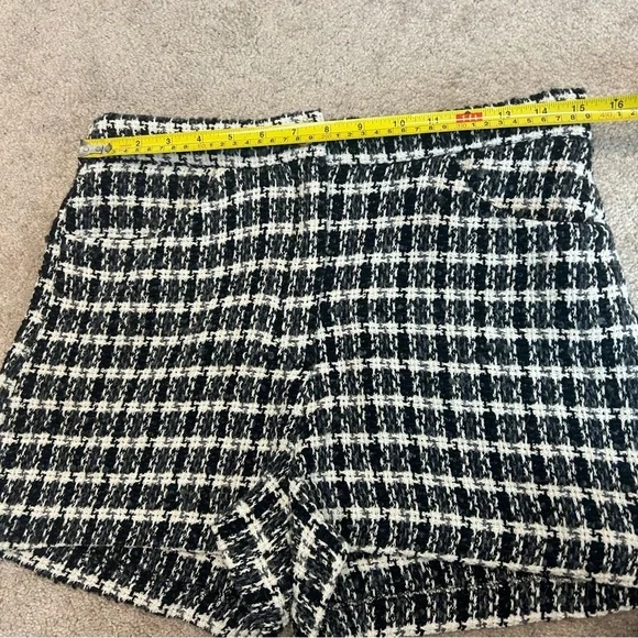Zara black white textured woven tweed high waisted shorts Sz L NWT - Picture 11 of 15